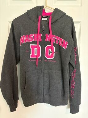 DC Gray Hoodie with Hot Pink Washington DC Lettering